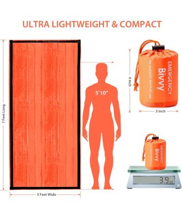 Esky Emergency Sleeping Bag 2 Pack - Waterproof Lightweight Survival Shelter Blanket with Compass and Whistle - for Camping, Hiking, Outdoor Adventure - Buy Online on GoSupps.com