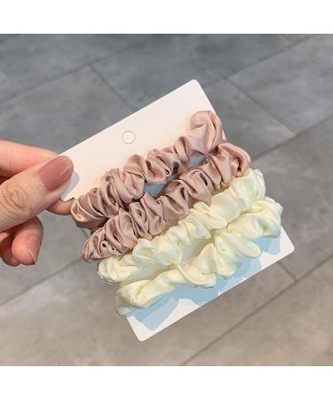 Olakin Silk Hair Tie Set | 4-pack Women's Ponytail Holders | Elastic Silk Hair Accessories in Pink & White - Buy Online on GoSupps.com