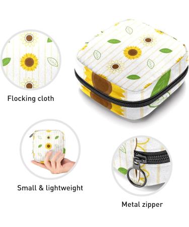 Sunflower Stripe Sanitary Napkin Storage Bag | Menstrual Cup Pouch & Makeup Organizer - Color 6 - Buy Online on GoSupps.com
