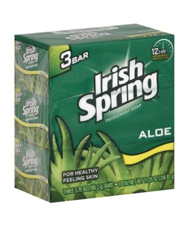 Irish Spring Deodorant Soap Aloe Bath Size 3 - 3.75 Oz (106.3 G) Bars 11.25 Oz (318.93 G)