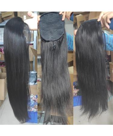 Ponytail Extension 8-32" Human Hair Ponytail Extension Long Straight Drawstring Ponytail Natural Black Brazilian Hair Pony Tails Clip in Straight Hair Pieces for Women Ponytail Hair Extension (Size 150g 20inches - Buy Online on GoSupps.com