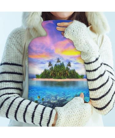 Cozy Summer Heat Bottle with Tropical Animal Cover - 2L Hot Water Bottle for Pain Relief & Comfort - Buy Online on GoSupps.com