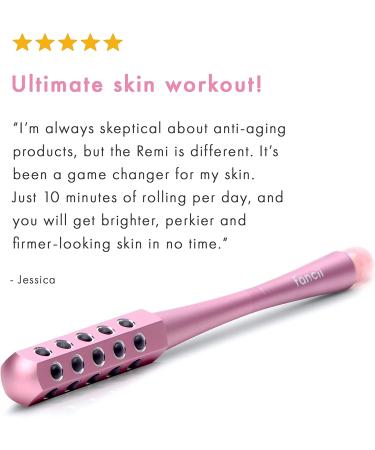 Fancii Uplift Massage Roller with Rose Quartz Gua Sha & Germanium Stones - Face, Eye, Neck Massager for Anti-Aging Beauty - Firm, Tighten Skin - Buy Online on GoSupps.com