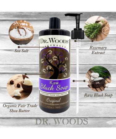 Dr. Woods Raw Black Liquid Body Wash - Organic Shea Butter 32 oz | Nourish & Hydrate - Buy Online on GoSupps.com