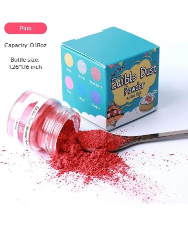 Pink Edible Luster Dust Edible Glitter for Drinks 5 Grams Edible Metallic Powder Food Coloring for Cake Decorating Chocolates Fondant Painting & More Vegan - Buy Online on GoSupps.com