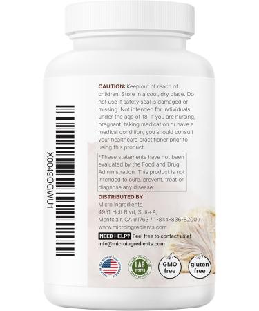 Micro Ingredients Lions Mane Supplement Capsules 240 Veggie Capsules with L-Ergothioneine 4 Month Supply | Brain Energy & Immune Health Support | Non-GMO - Buy Online on GoSupps.com