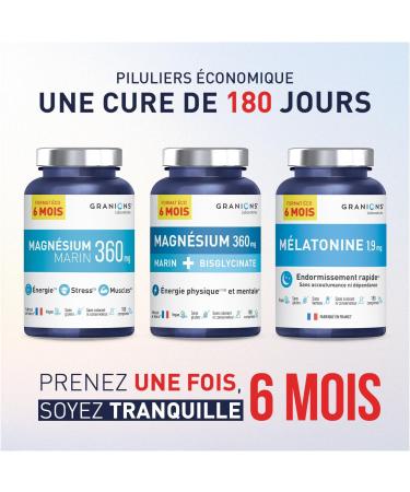 GRANIONS - Magnesium Bisglycinate + Marine Magnesium - 6 MONTH FORMAT | Marine Magnesium + Magnesium Bisglycinate + Vitamin B6 - Buy Online on GoSupps.com