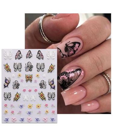 JMEOWIO 6 Sheets 3D Flower Nail Art Stickers - Self-Adhesive Floral Decals for Spring Nail Design & Decoration Accessories - International Shipping Available - Buy Online on GoSupps.com