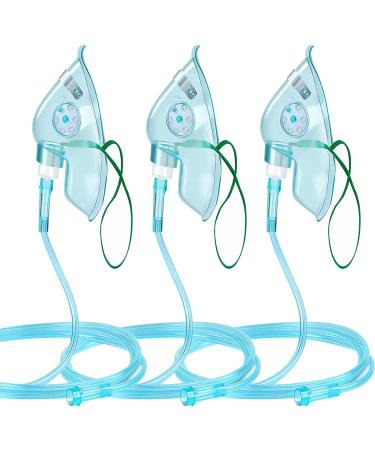 Standard Oxygen Mask with 6.6' Tubing and Adjustable Elastic Strap - 3 Packs - Size XL