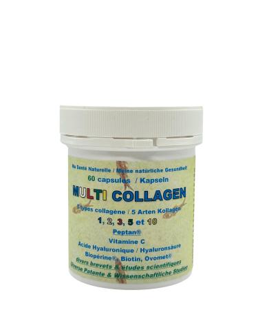 Multi Collagen Patented Peptan® Collagen + Hyaluronic Acid + Vitamin C + Bioperine® + Ovomet® + Biotin - Various Patents + Clinical Studies - 60 Capsules 1 Month of Treatment - Also 120 and 240