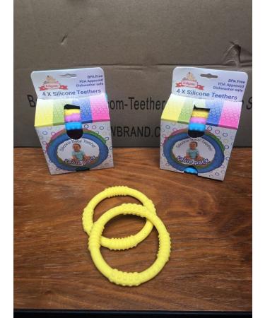 Sensory Baby Teether Rings Set - Yellow Teething Rings for Babies 0-12 Months - Chew Toys for Boys & Girls - Pack of 2 - Buy Online on GoSupps.com