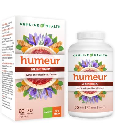 Genuine Health mood 60 count 30 day supply Saffron and Turmeric for natural daily mood balance and support Dairy & gluten-free Vegan - Buy Online on GoSupps.com