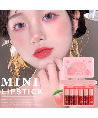 6 Color Peach Lip Tint Stain Set | Matte Velvet Korean Lip Gloss - Waterproof Long Lasting Multi-Use Mini Liquid Lipstick - Buy Online on GoSupps.com