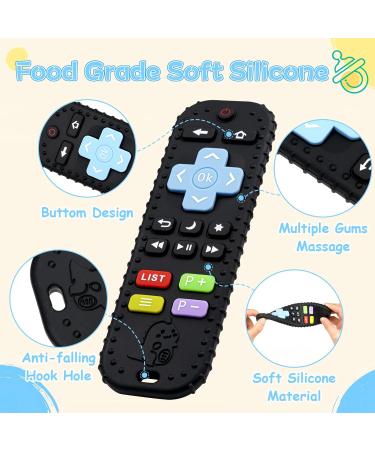 Silicone Remote Teething Toy with Pacifier Clip for Babies 3-12 Months - Sensory Chew Toy for Infant Toddlers - Black - Buy Online on GoSupps.com