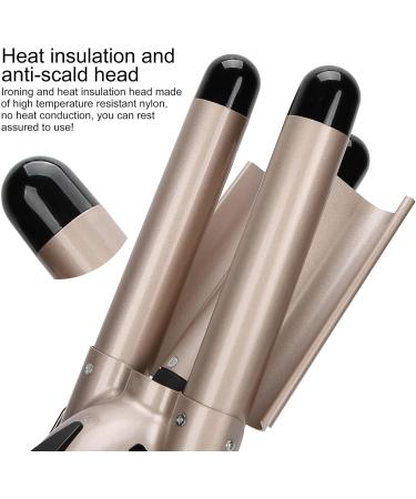 3 Barrel Curling Iron Temperature Adjustable Portable Crimper Hair Iron Ceramic Tourmaline Triple Barrels Hair Crimper with Long-Lasting Styling for Travel Beach Waves Gold 110 240v(US 32mm) - Buy Online on GoSupps.com