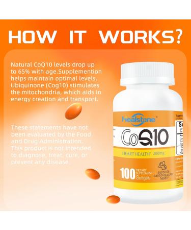 CoQ10 200mg Softgels - Antioxidant Supplement for Energy | 100 Count 50 Days Supply - Boost Your Health - Buy Online on GoSupps.com