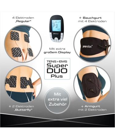 Prorelax Tens/Ems Super Duo Plus Blackline | Electrostimulation Device for Muscle Building & Pain Relief | Dual Therapy & Extensive Accessory Set - Buy Online on GoSupps.com