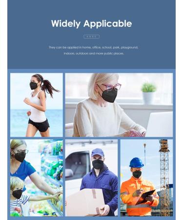 HUHETA KN95 Face Mask 60 PCs 5-Ply Safety Masks - 95% Filter Efficiency - Black (60 Packs) - Buy Online on GoSupps.com