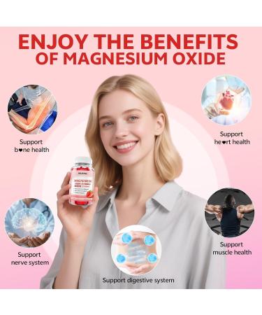 Magnesium Oxide Gummies 500mg for Adults & Kids Chewable Magnesium Oxide Supplement for Nerve Muscle Immune Support Sugar Free Strawberry Flavor 60 Count 60 Count (Pack of 1) - Buy Online on GoSupps.com