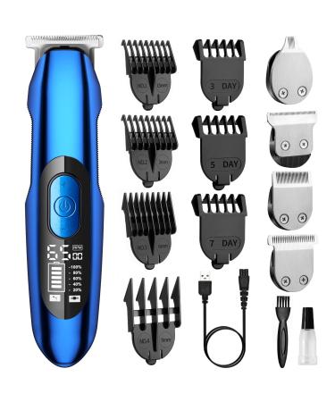 Beard Trimmer for Men, ERADREAM All-in-One Hair Trimmer Professional Electric Body Mustache Trimmer Multi Grooming Kit with Hair Clipper, Waterproof USB Rechargeable & LED Display, Blue