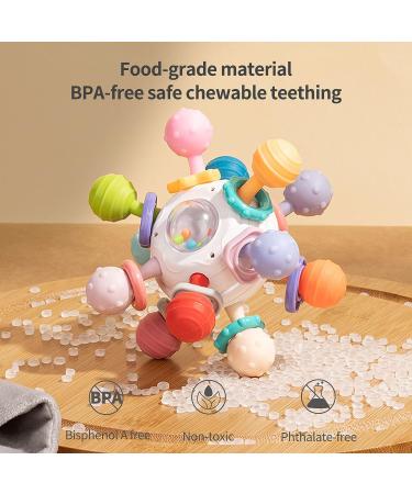 Sensory Teething Toy for Babies 0-18 Months - White Teething Ball Rattle & Grasping Activity Toy for Boys and Girls - Buy Online on GoSupps.com