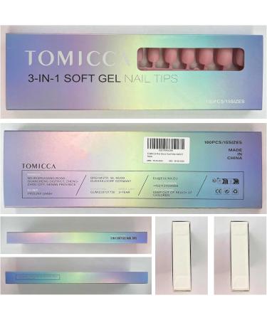 TOMICCA Extra Short Oval Nail Tips 180PCS Pink Soft Gel Nails - 3 in 1 Base Coat Coverage - Matte Full Coverage Nail Tips for Nail Art Extensions - Buy Online on GoSupps.com