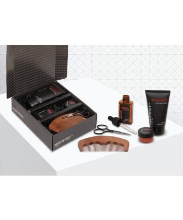 Man's Stuff Grooming Kit Includes Beard Oil Beard Wax Beard Wash Comb and Scissors Great Christmas Gift for Beard Lovers