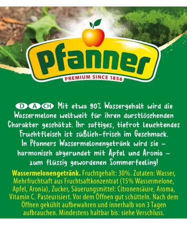 Pfanner Watermelon Bulk Pack - Refreshing Soft Drink with 30% Fruit & Vitamin C (8 x 1L) - International Shipping Available - Buy Online on GoSupps.com