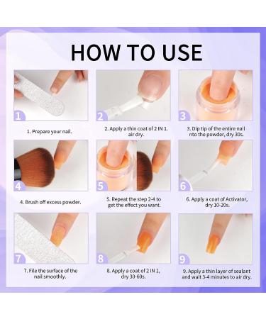 Morovan 2 in 1 Dip Powder Liquid Set - Base & Top Coat with Activator | Dipping Powder Nail Kit Starter | Fast Dry - No Lamp Needed - Buy Online on GoSupps.com