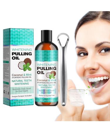 Ayurvedic mouthwash with coconut & peppermint oil for fresh breath tooth whitening and healthier teeth 8 fl.Oz - natural mouthwash for use at home in the office or when traveling