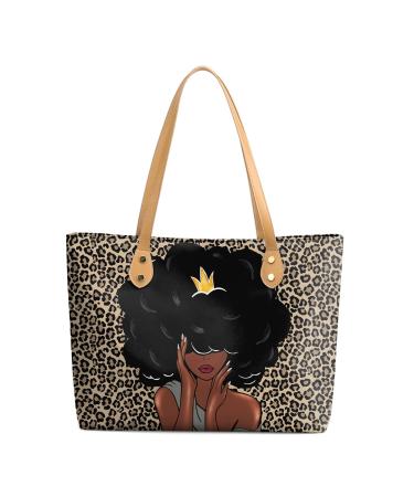 FZNHQL Tote Bags African American Handbags For Black Women Fashion Shoulder Bags Beach Work Travel Gift Bag One Size Black Girl-2