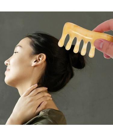 Beaupretty 2-in-1 Harz Gua Sha Massage Comb | Deep Scalp Massager Brush & Jade Scratching Board - 10.00x5.60cm Khaki | International Shipping Available - Buy Online on GoSupps.com
