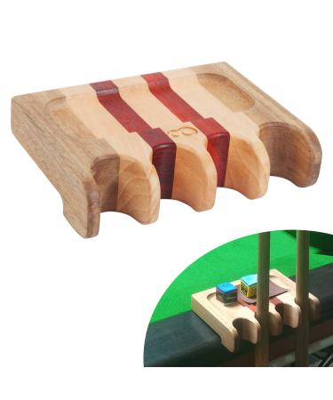 Pool Stick Holder for Table, Portable 4 Holes Pool Cue Holder with Storage Bag, Weighted Solid Wood with Smooth Surface and Bottom Anti-Skid Pad, Billiard Table Accessories for Billiard Room or Club