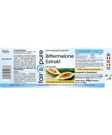 Buy Fair & Pure Bitter Melon Extract 500mg with Chromium - Vegan - 90 Capsules | International Shipping Available - Buy Online on GoSupps.com