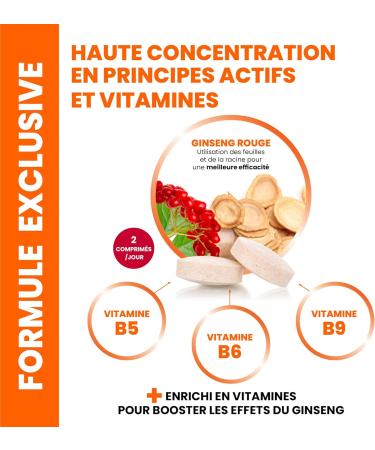 GINSENG RED PREMIUM I Best Combination Mineral Vitamins: Root (150mg) Panax Leaf Asian Ginseng (40mg) Vitamins B5 B6 B9 100% AR I Anti-FATIGUE Food Supplement I France - Buy Online on GoSupps.com