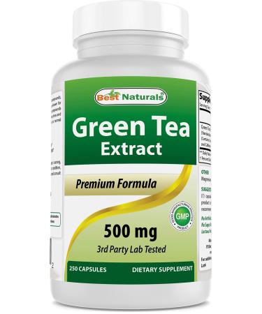 Best Naturals Green Tea Extract 500 mg 250 Capsules 250 Count (Pack of 1)