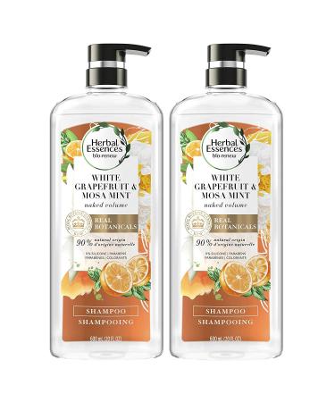 Herbal Essences, Volume Shampoo With Natural Source Ingredients, For Fine Hair, Color Safe, BioRenew White Grapefruit & Mosa Mint, 20.2 fl oz, Twin Pack