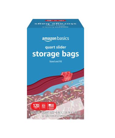Amazon Basics Slider Quart Food Storage Bags, 120 Count (Previously Solimo) Quart (120 Count)