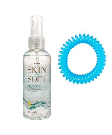 1 x Skin So Soft Dry Oil Spray Original 150ml & 1 x Brighter Outside Citronella Bracelet (Random Colour) Deet Free Alternative to Insect Repellent for Mosquito & Midge