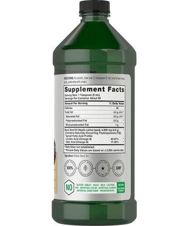 Organic Black Seed Oil - 4600mg Cold Pressed Nigella Sativa Supplement - 16 oz Bottle - Vegetarian, Non-GMO, Gluten Free - Solvent Free Formula by Horbaach - Buy Online on GoSupps.com