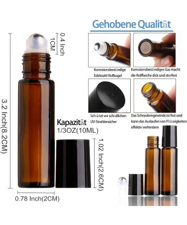 Shengo 10ml Roll-On Glass Bottles Set | 20 Essential Oil Bottles with Funnel Syringe & Sticker - Perfect for DIY | International Shipping - Buy Online on GoSupps.com