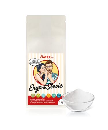 SweetMe Erythrit Stevia Mix 1 kg - Eryn & Stevia Erythritol with stevia sugar substitute 0 calories litter feet 1: 1 like sugar tooth -friendly 1 kg (1 Pack)