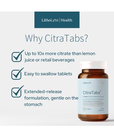 LithoLyte CitraTabs 7.5 mEq | Extended-Release Citrate Tablets | Kidney Health Protector | Science-Backed Support Beyond Cleanse, Detox, or Stone Dissolver Supplements | 120 Tablets - Buy Online on GoSupps.com