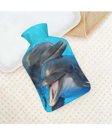 Dolphin Hot Water Bottle with Plush Cover - Hand Warmer for Adults & Kids | 26.5x15.3cm - International Shipping Available - Buy Online on GoSupps.com