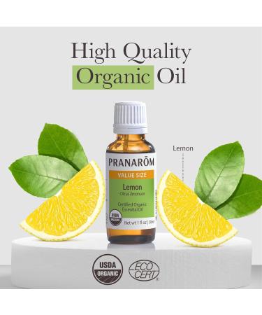 Pranarom - Lemon Essential Oil 30ml - Skin Hydration - Certified Organic Purity - Sustainably Harvested Non-GMO Vegan - Uplifting Citrus Aroma Versatile Cleaning Boost - Buy Online on GoSupps.com