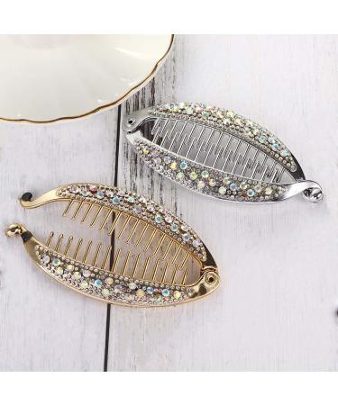 Elegant Rhinestone Crystal Banana Clip Fish Shape Hair Claws - Silver - Buy Online on GoSupps.com