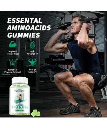 EAA Gummies Essential Amino Acids - All 9 Essential Aminos and All Branched-Chain Aminos (BCAAs) with Muscle Recovery Energy Support Sugar Free Green Apple Flavor 30 Servings 1 - Buy Online on GoSupps.com