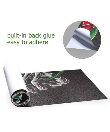 Skull Rose Flower Skateboard Grip Tape - 33 X 9 Inches | Longboard Griptape for Teens - Bubble Free & Anti-Slip - Buy Online on GoSupps.com