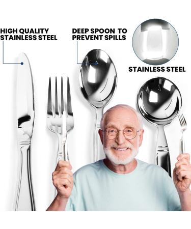 BunMo Weighted Utensils for Tremors and Parkinson's - Heavy Silverware Set for Patients - Adaptive Eating Flatware (4 Pieces) - Buy Online on GoSupps.com
