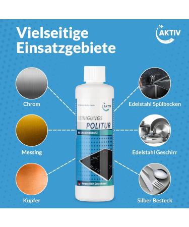 AKTIV 2in1 Polish & Cleaner for Glass Ceramic & Stainless Steel Sinks - 250ml | Effective Hob Cleaner - Buy Online on GoSupps.com